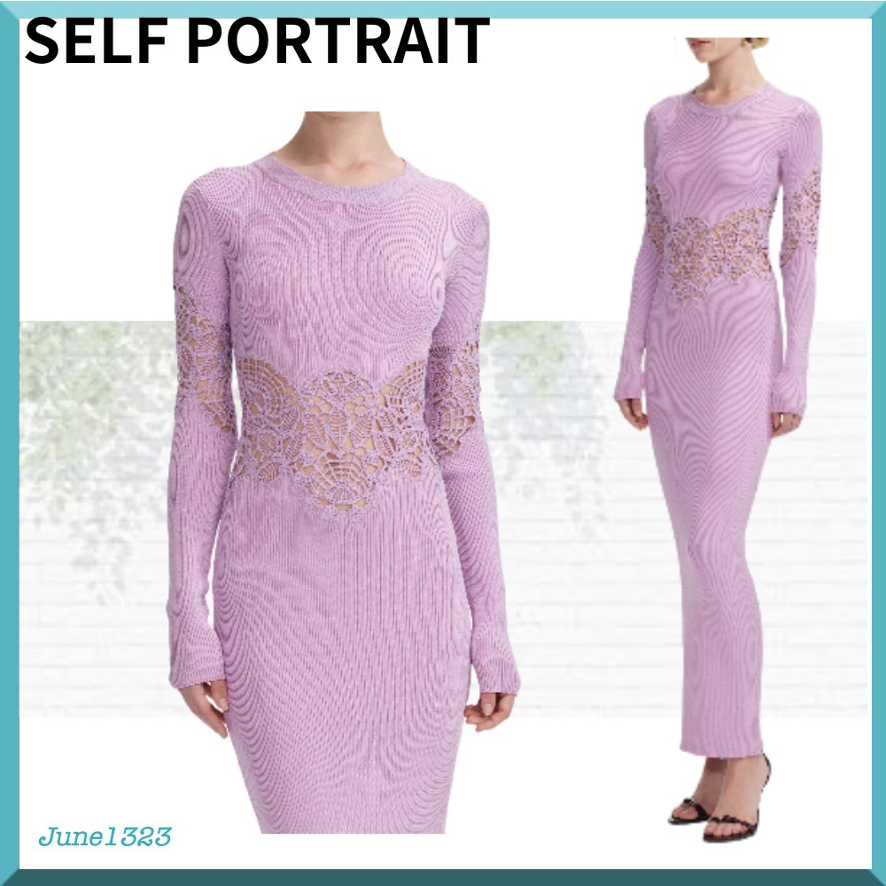 国内配送【SELF PORTRAIT】ニット カットアウト マキシドレス