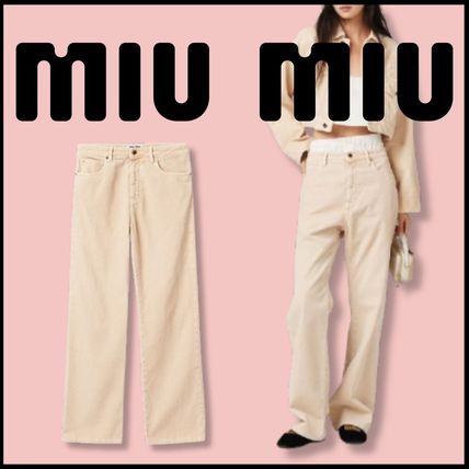 【レア】miu miu ミュウミュウ　ワイドパンツ　ベージュ　イタリア製 レア】miu miu ミュウミュウ ワイドパンツ ベージュ イタリア製