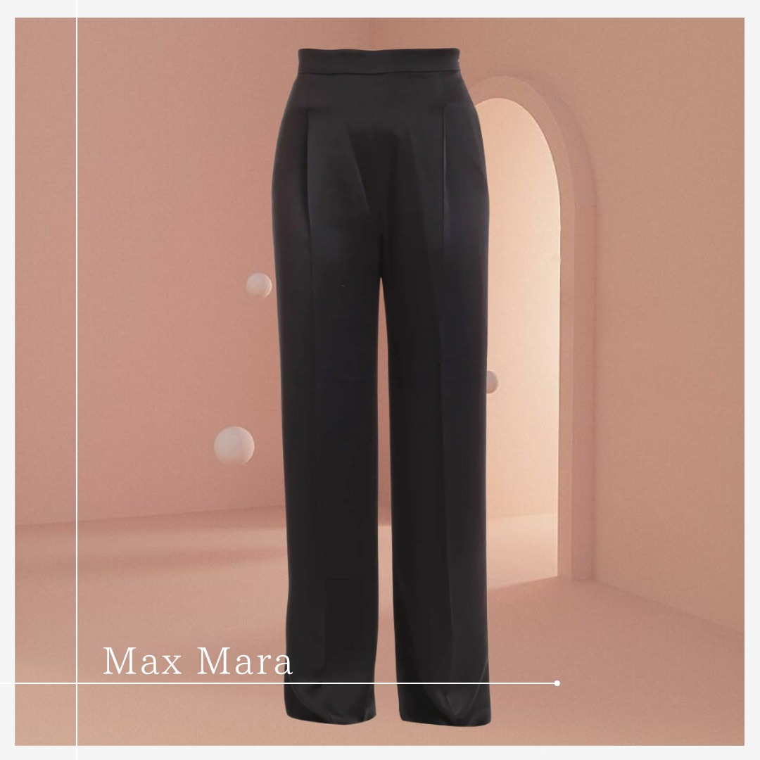 格上カジュアル【Max Mara】上質 シルクサテン パラッツォパンツ