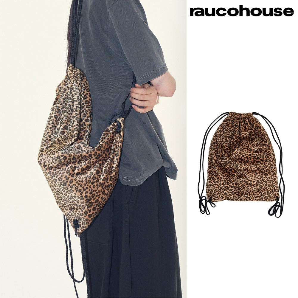 【Raucohouse】Melta leopard drawstring bag
