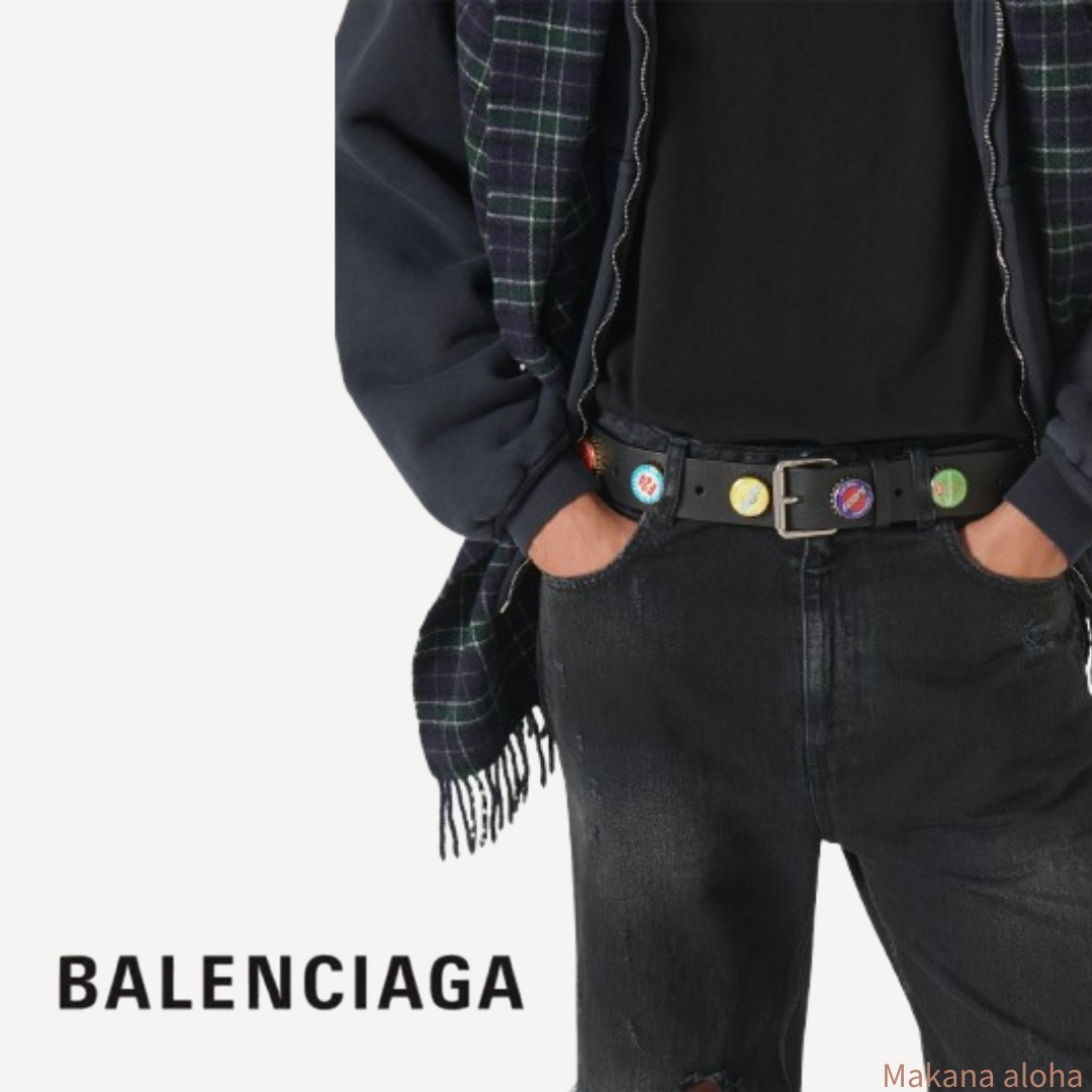 ◆関税込◆【BALENCIAGA】Embellished leather belt