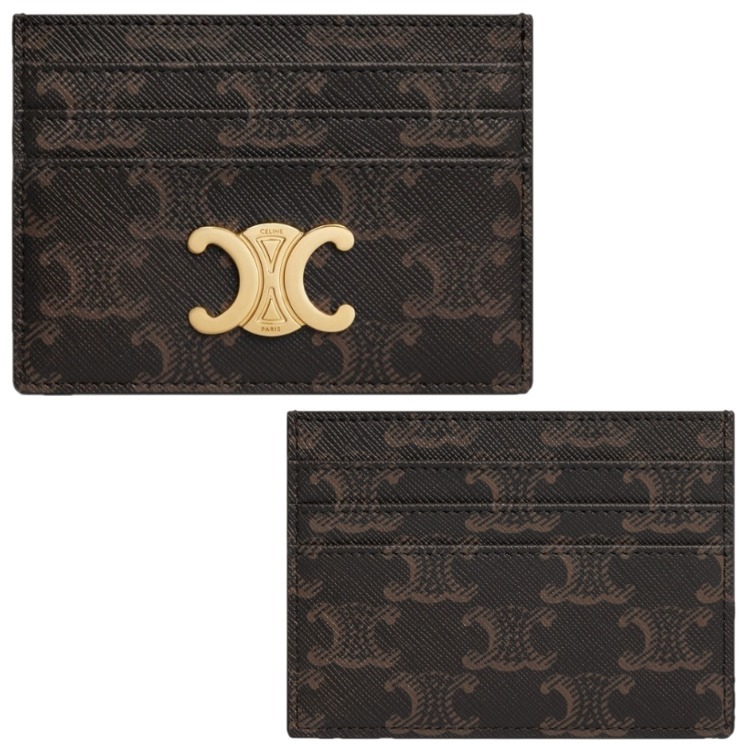 CELINE☆TRIOMPHE トリオンフ キャンバス カードケース TAN