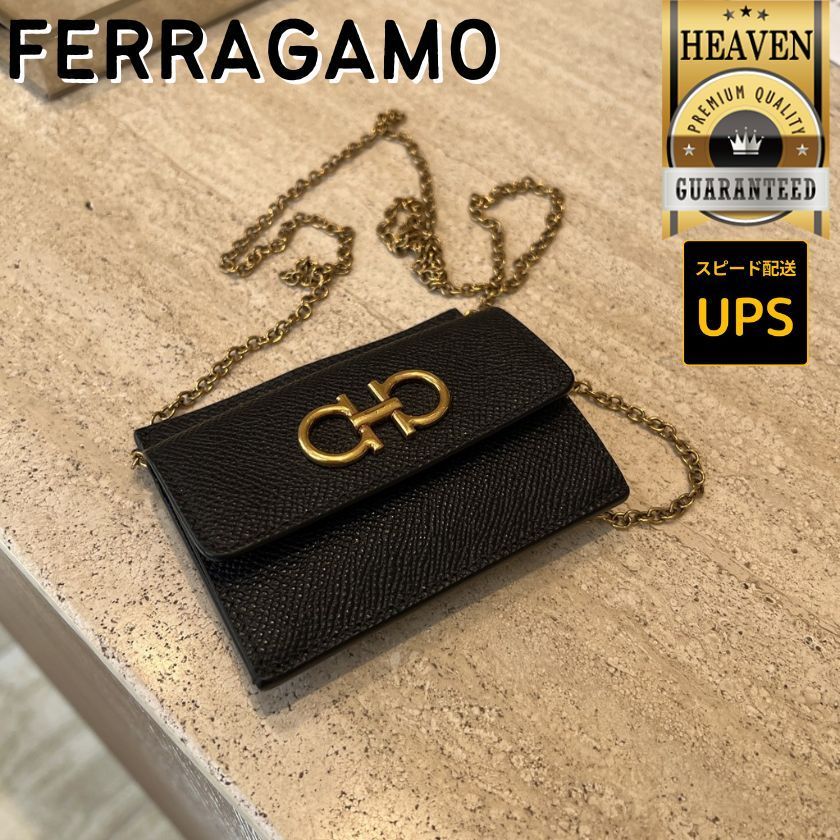 6万取引突破★UPS速達便利用【FERRAGAMO】チェーンカードケース