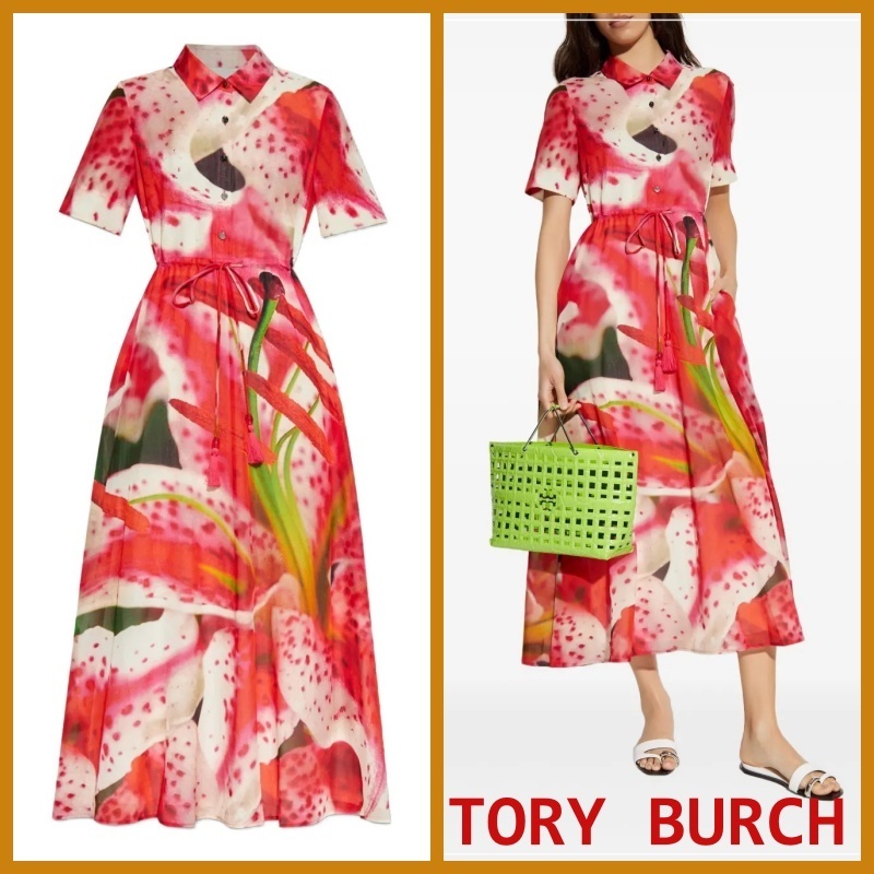 TORY BURCH フローラルミディドレスNEWシーズン★関税/送料込