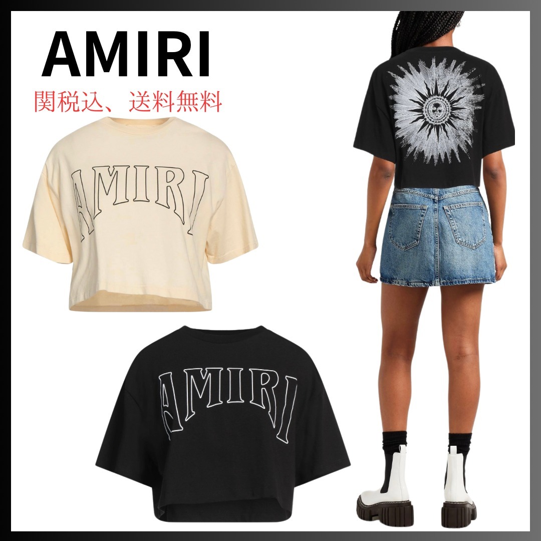 関送込★【AMIRI】ロゴ クロップド Tシャツ 半袖 クルーネック