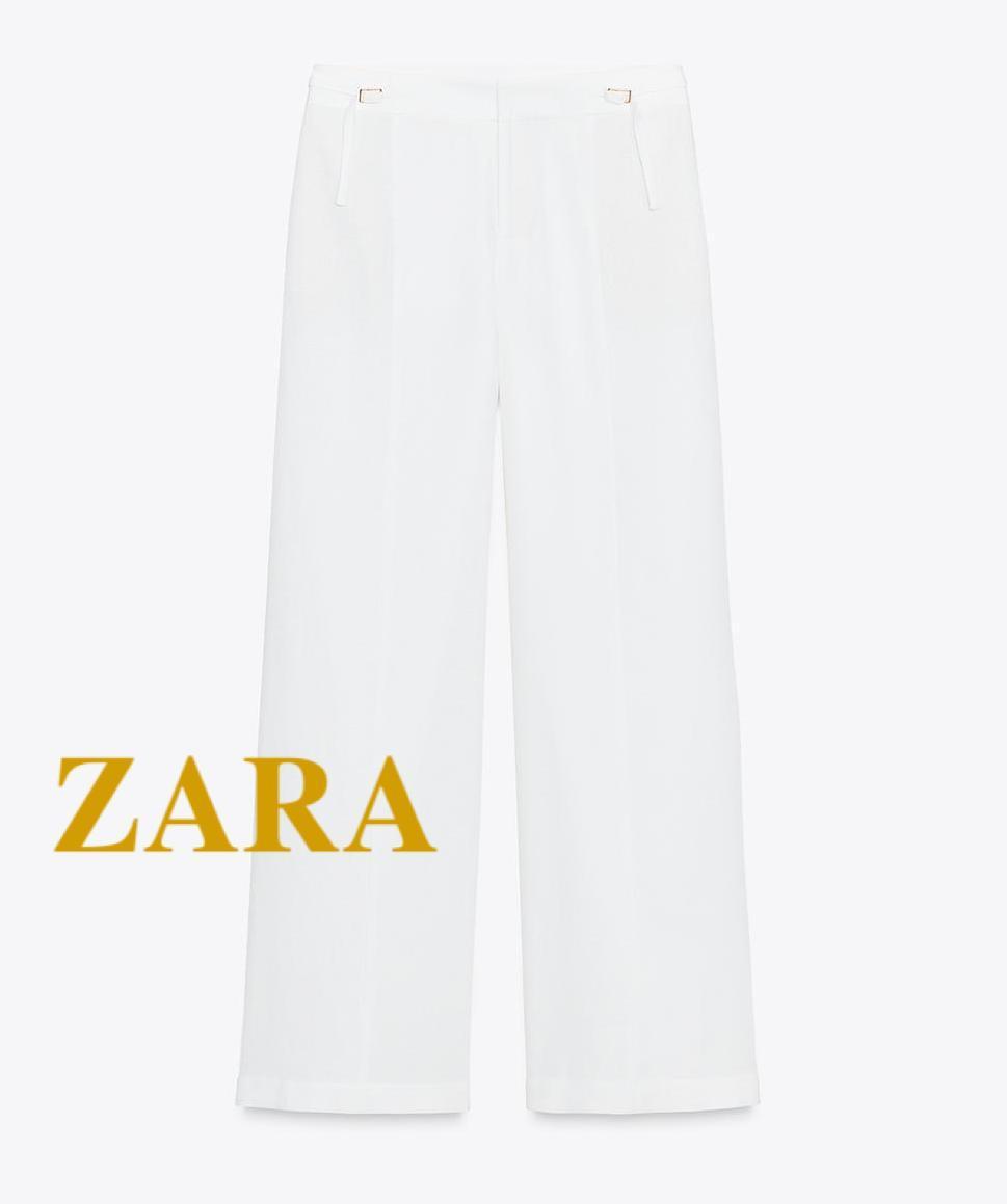 ☆ドイツ発*ZARA*新作*バックルベルトワイドレッグパンツ/WH☆