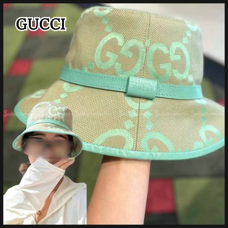【GUCCI】lady's ロゴジャンボハット goodprice マルチカラー