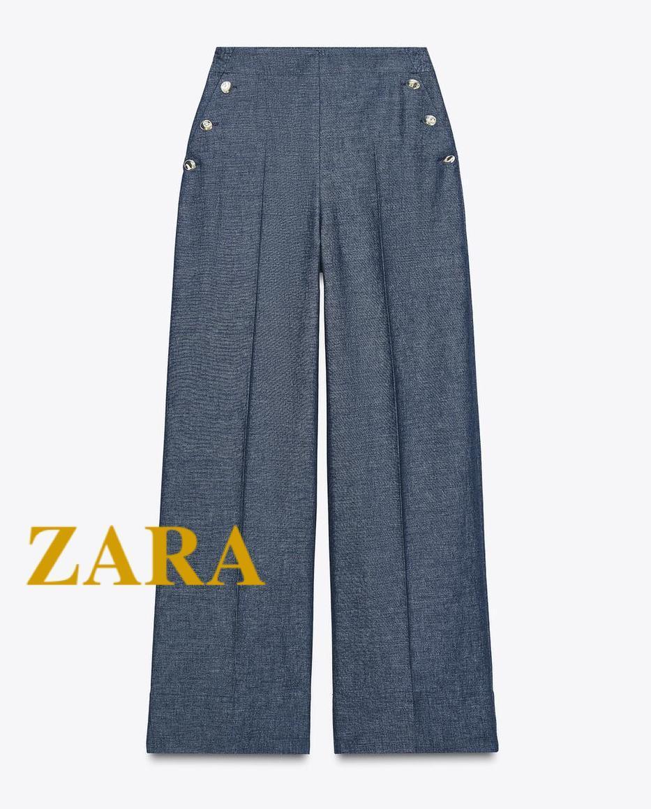 ☆ドイツ発*ZARA*新作*リネンワイドレッグパンツ/LIGHT INDIGO☆