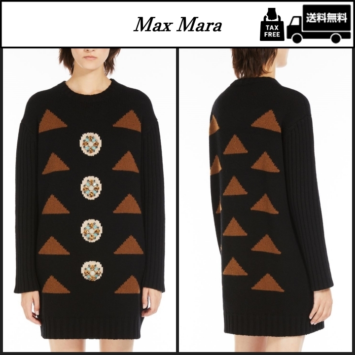 MAX MARA [マラカス] ウールカシミヤインターシャ ニット ドレス