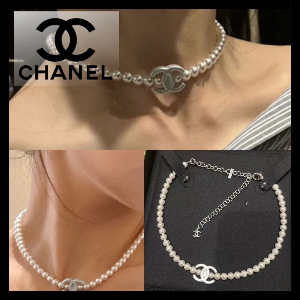 パールが可愛い♡【CHANEL】25C CCロゴ チョーカー