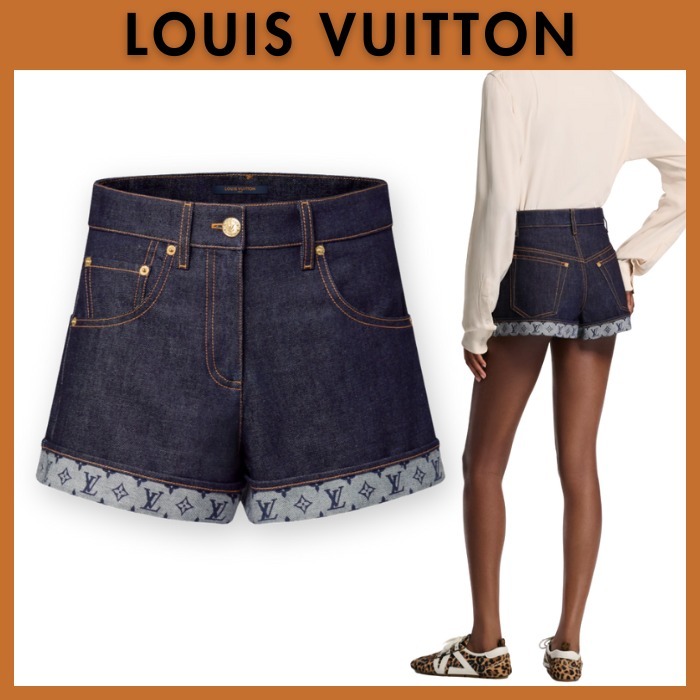 チラ見えLVロゴが可愛い☆Louis Vuitton☆デニムショートパンツ