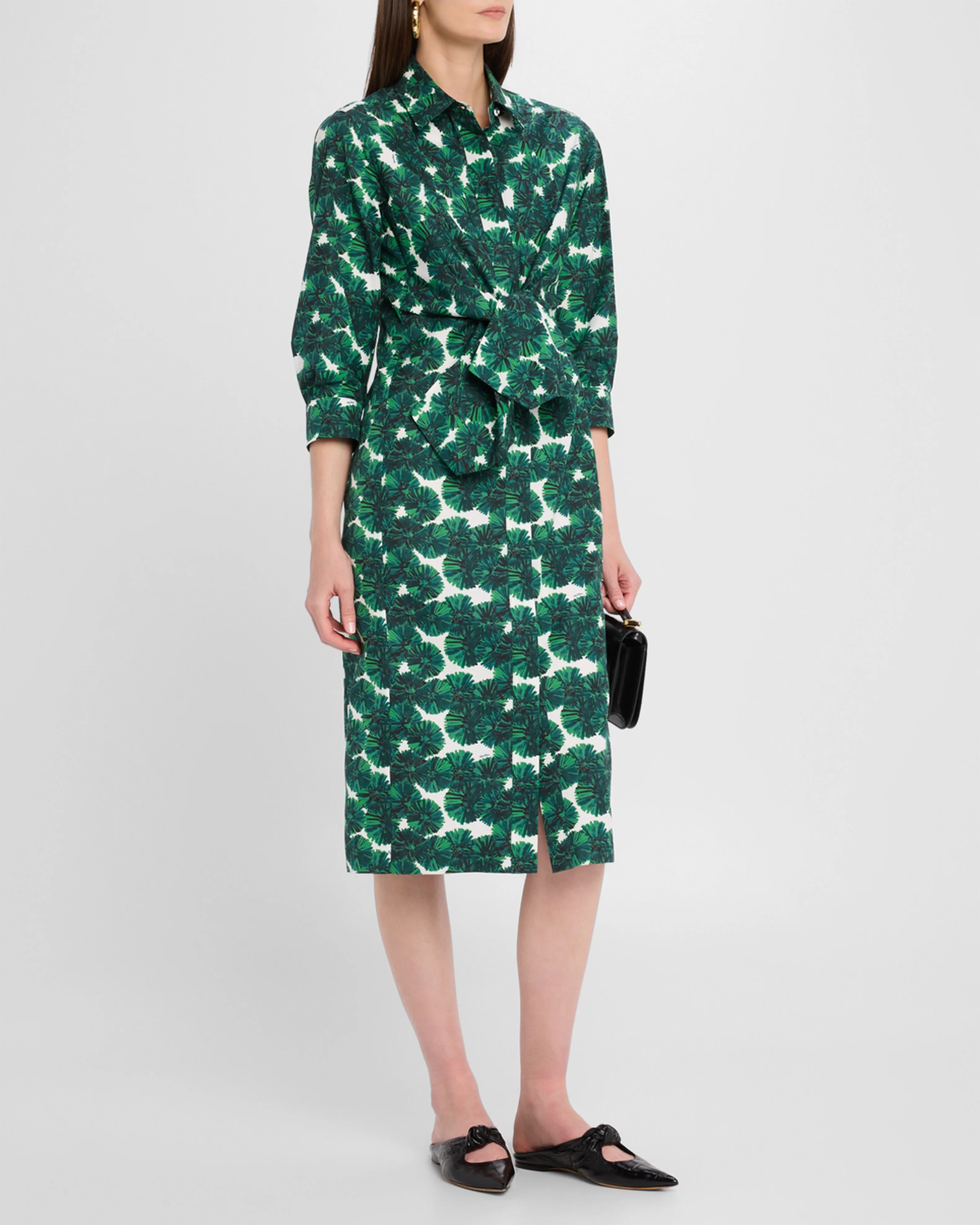 関税送料込26AW MAXMARA Maremmaプリントポプリンドレス