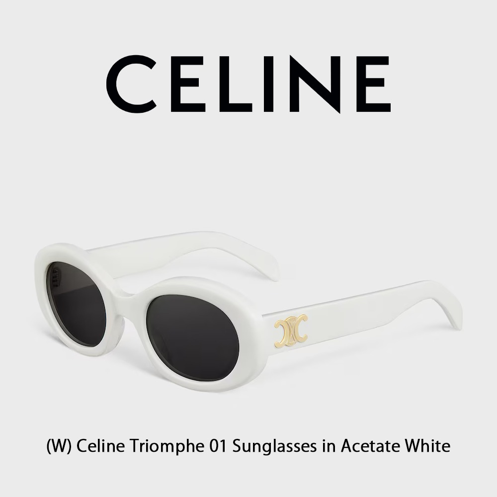 サングラス (W) Celine Triomphe 01 Sunglasses in Acetate White