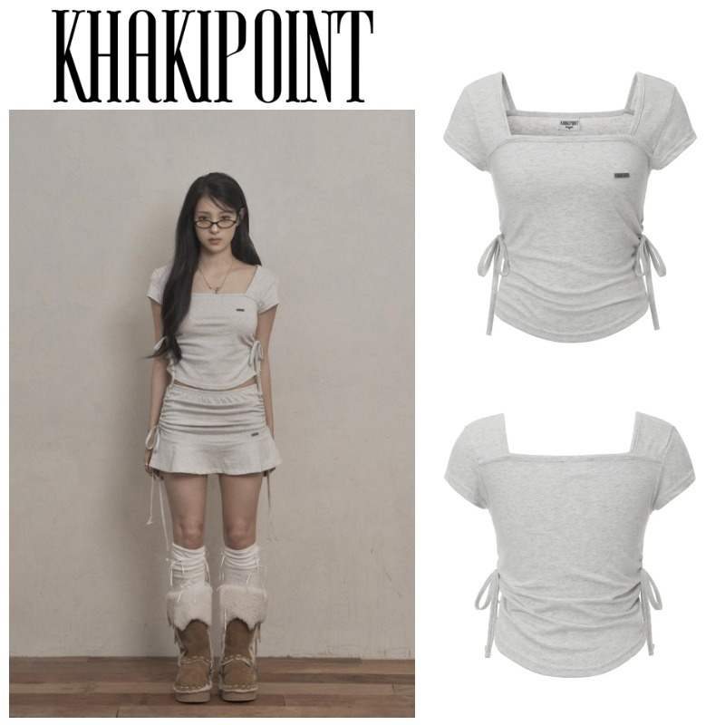 【KHAKIPOINT】リボン＆シャーリング Tシャツ ★大人気★