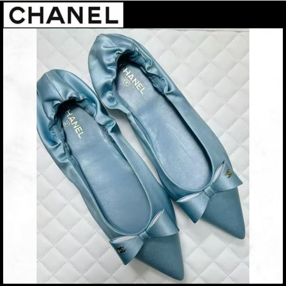 憧れプリンセスカラー【CHANEL】バレエフラットシューズ リボン