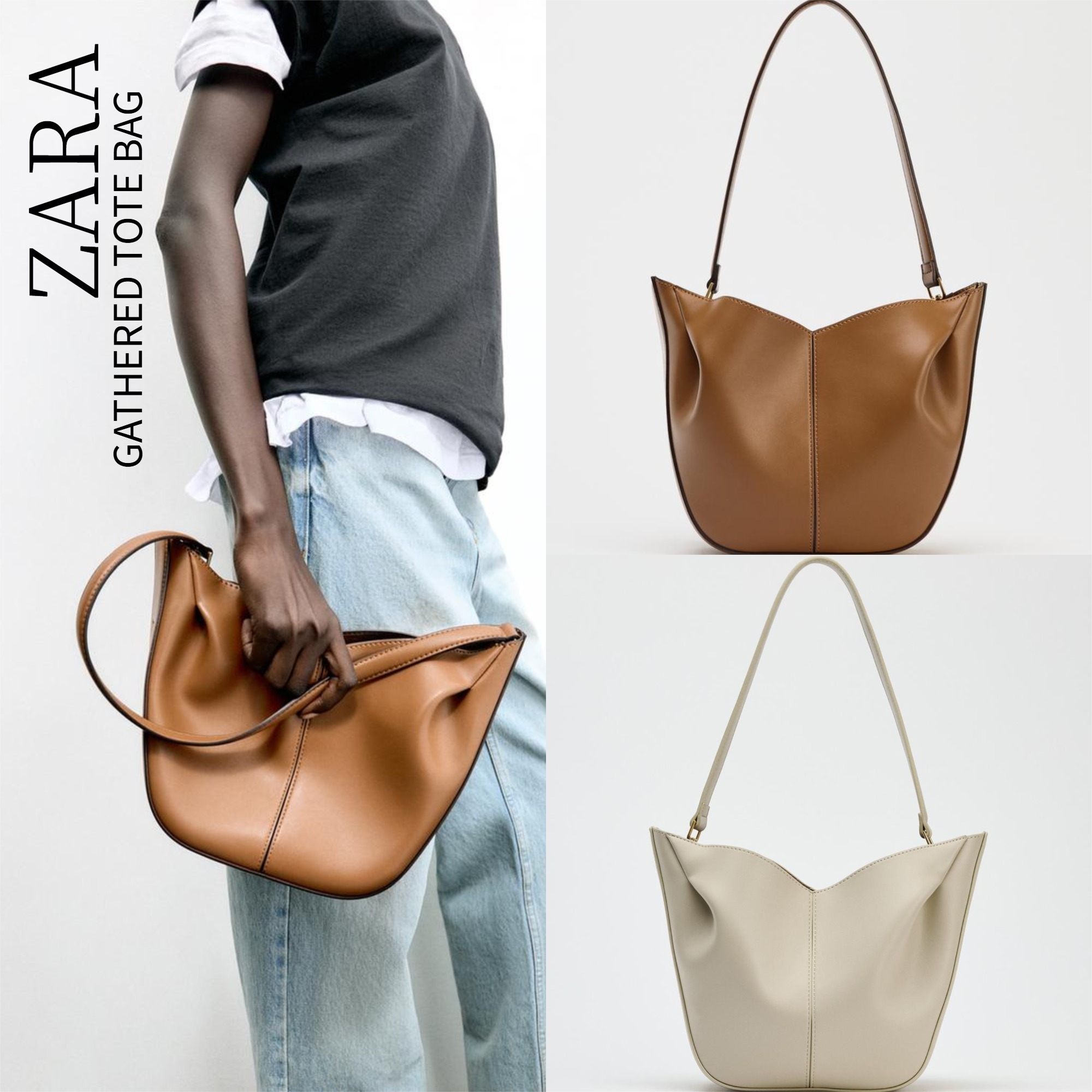 ZARA【NEW】GATHERED TOTE BAG