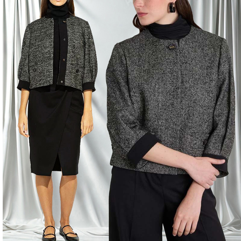 Max Mara「GATTINI」 ウール混紡ヘリンボーン ジャケット