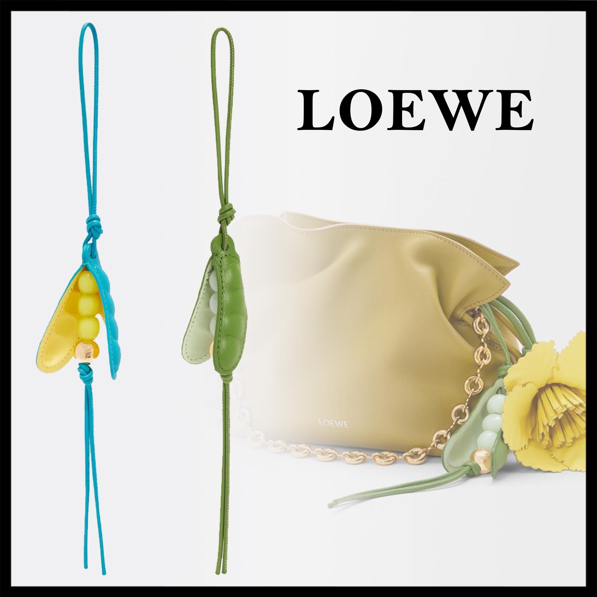 LOEWE 直営店 クラシックなカーフスキンのピーポッドチャーム