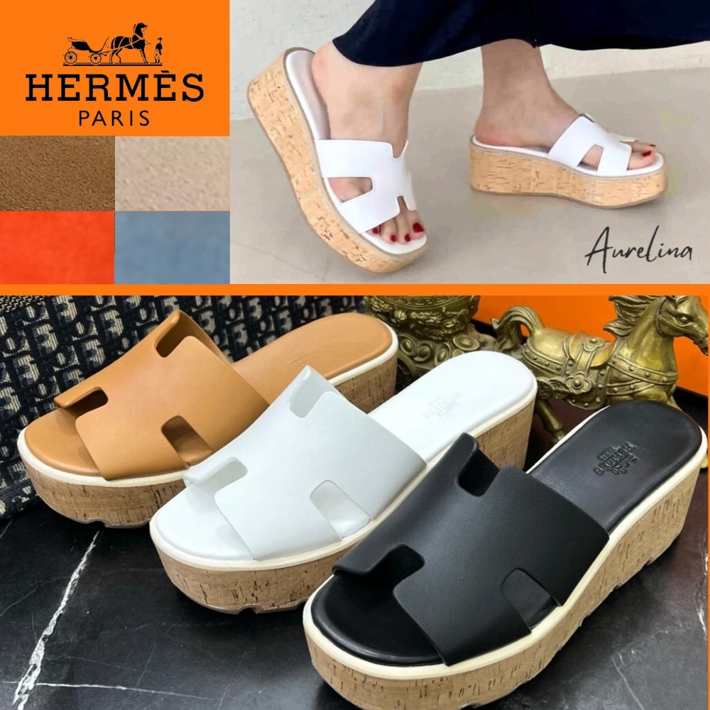 可愛く盛れる厚底♡【HERMES】Hカット 厚底 ウッドサンダル
