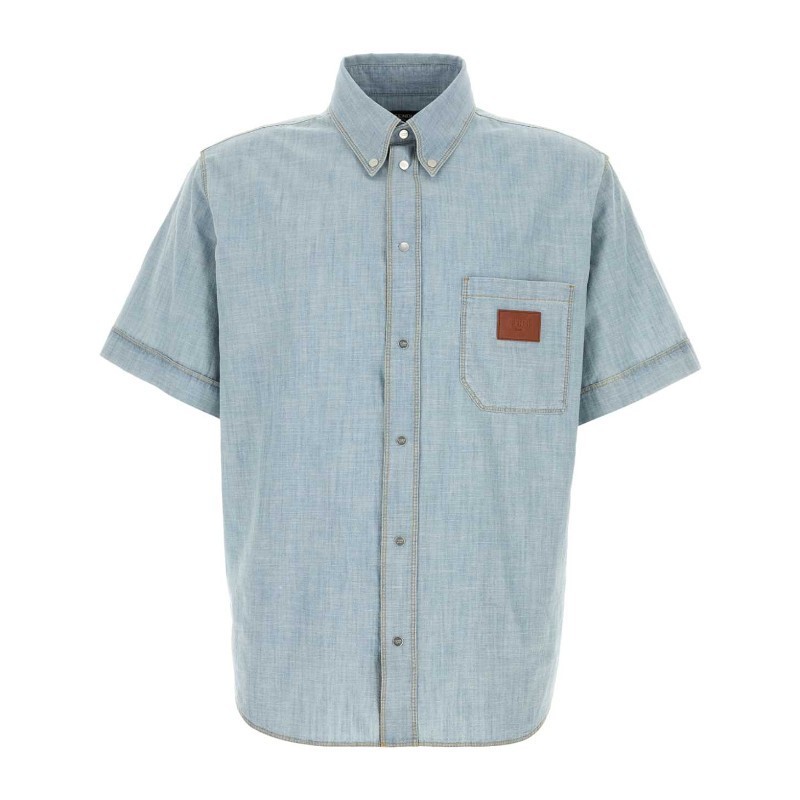 Tシャツ・カットソー FENDI SS25 Light blue chambray shirt (FS1321AUWX F0LQ0)