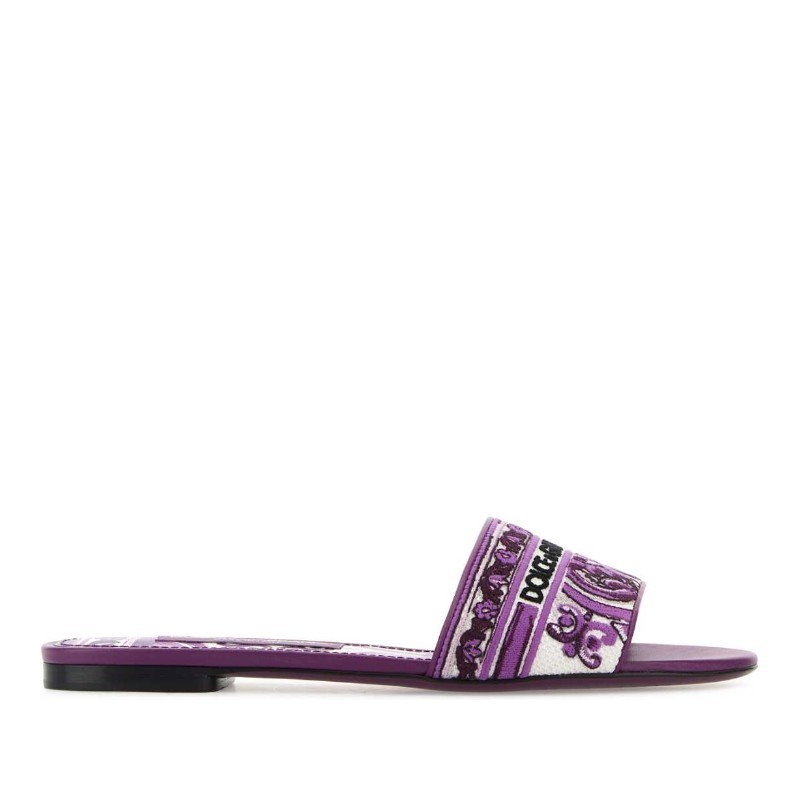 サンダル・ミュール Dolce & Gabbana Embroidered fabric slippers