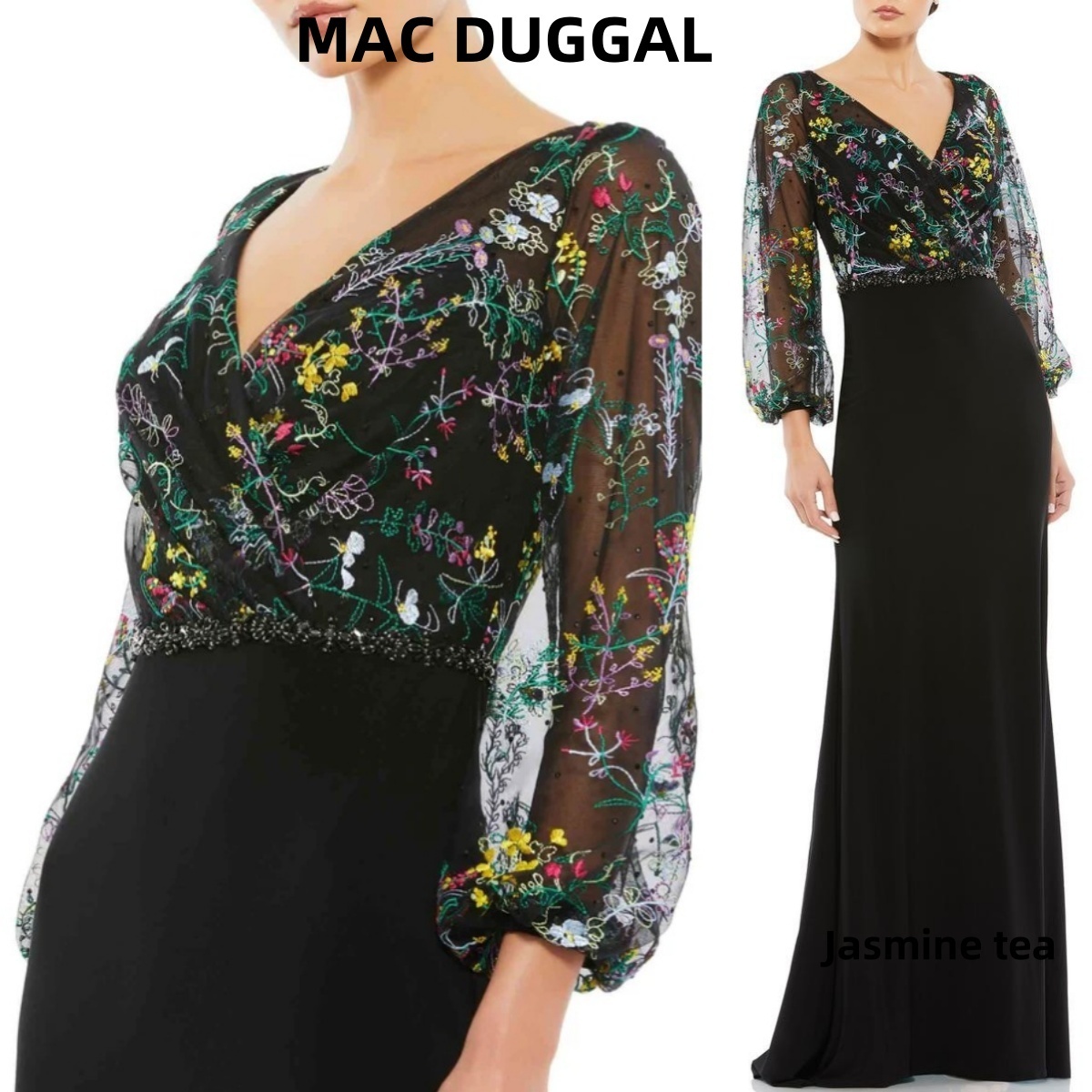 ★セール♪★MAC DUGGAL 刺繍入りのイブニングドレス★