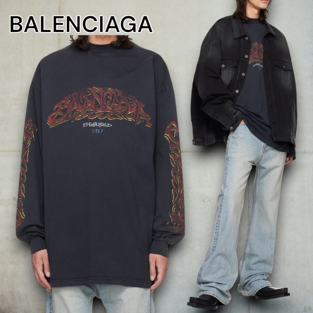 【BALENCIAGA】ブラック Offshore 長袖Tシャツ