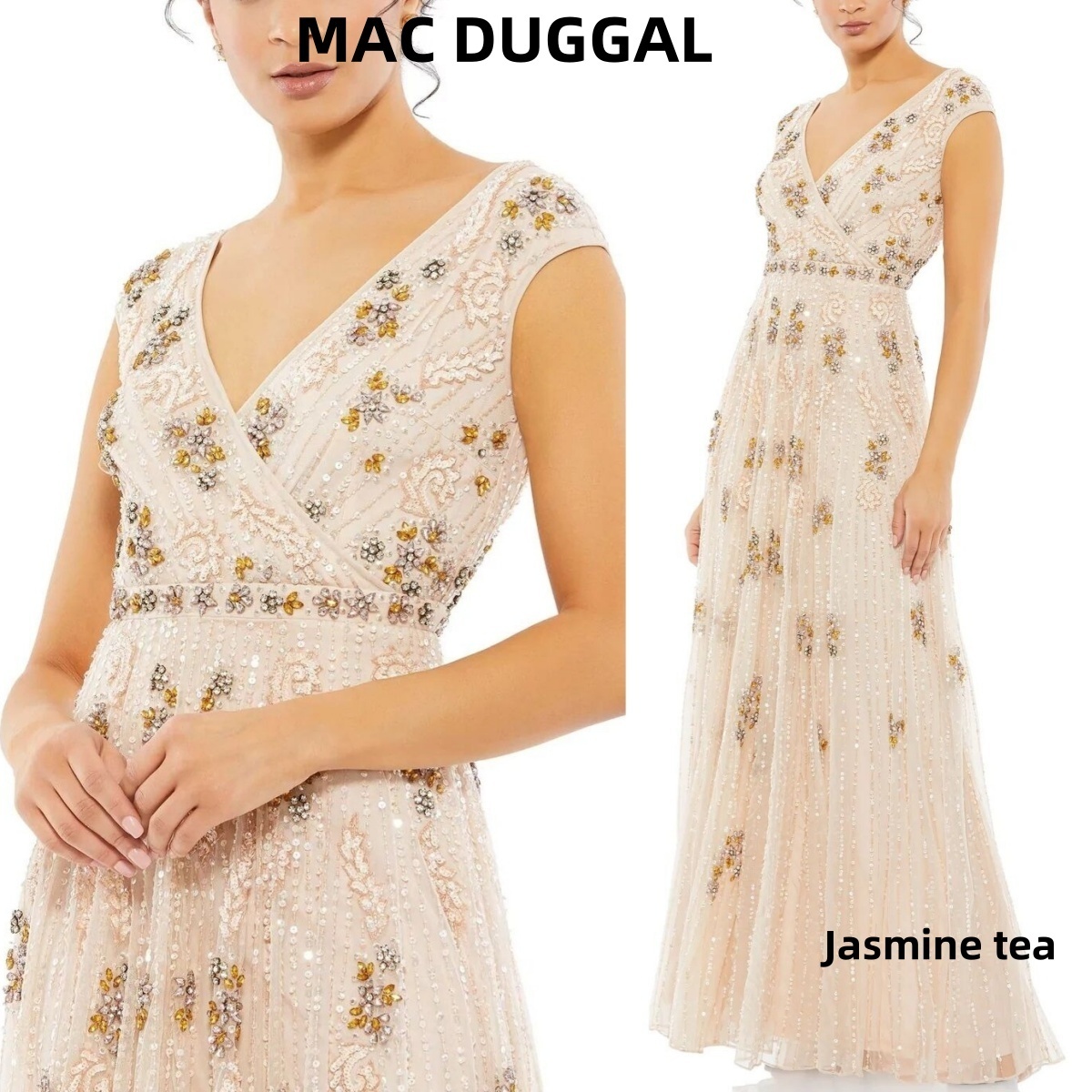 ★セール♪★MAC DUGGAL キャップスリーブ装飾ドレス★