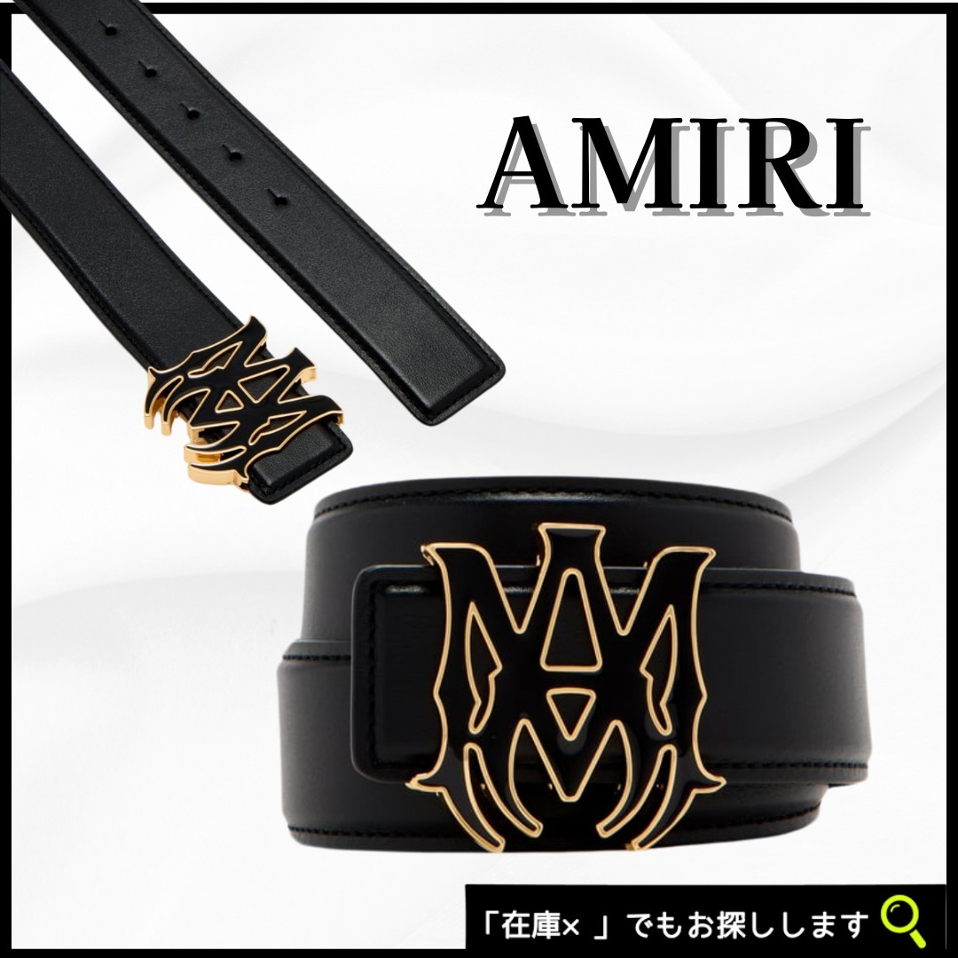 完売間近 Amiri ロゴベルト 高級感 レザー ゴールド バックル