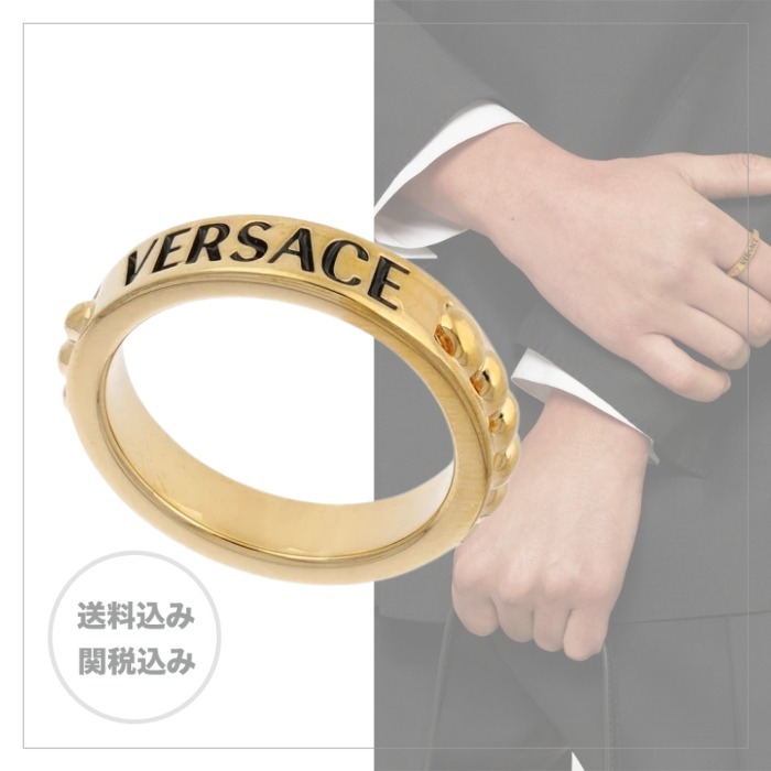 【VERSACE】ゴールド エンボスロゴ バンドリング 指輪