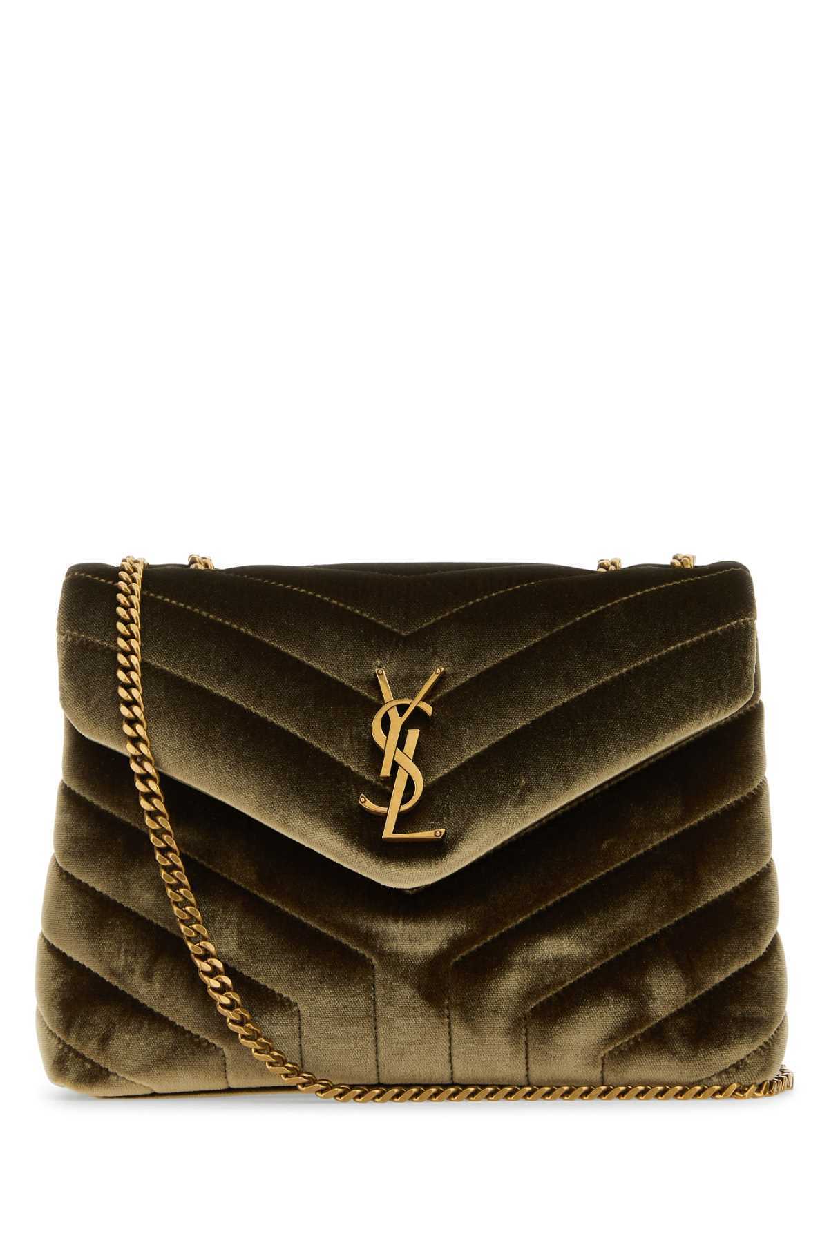 【関税&送料込】Saint Laurent Olive Green Velvet Small Loulo
