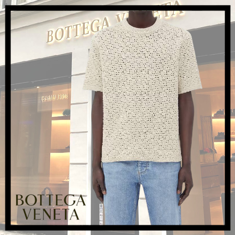 夏に◎ 涼しげな BOTTEGA VENETA ◆ コットン クロシェ Tシャツ