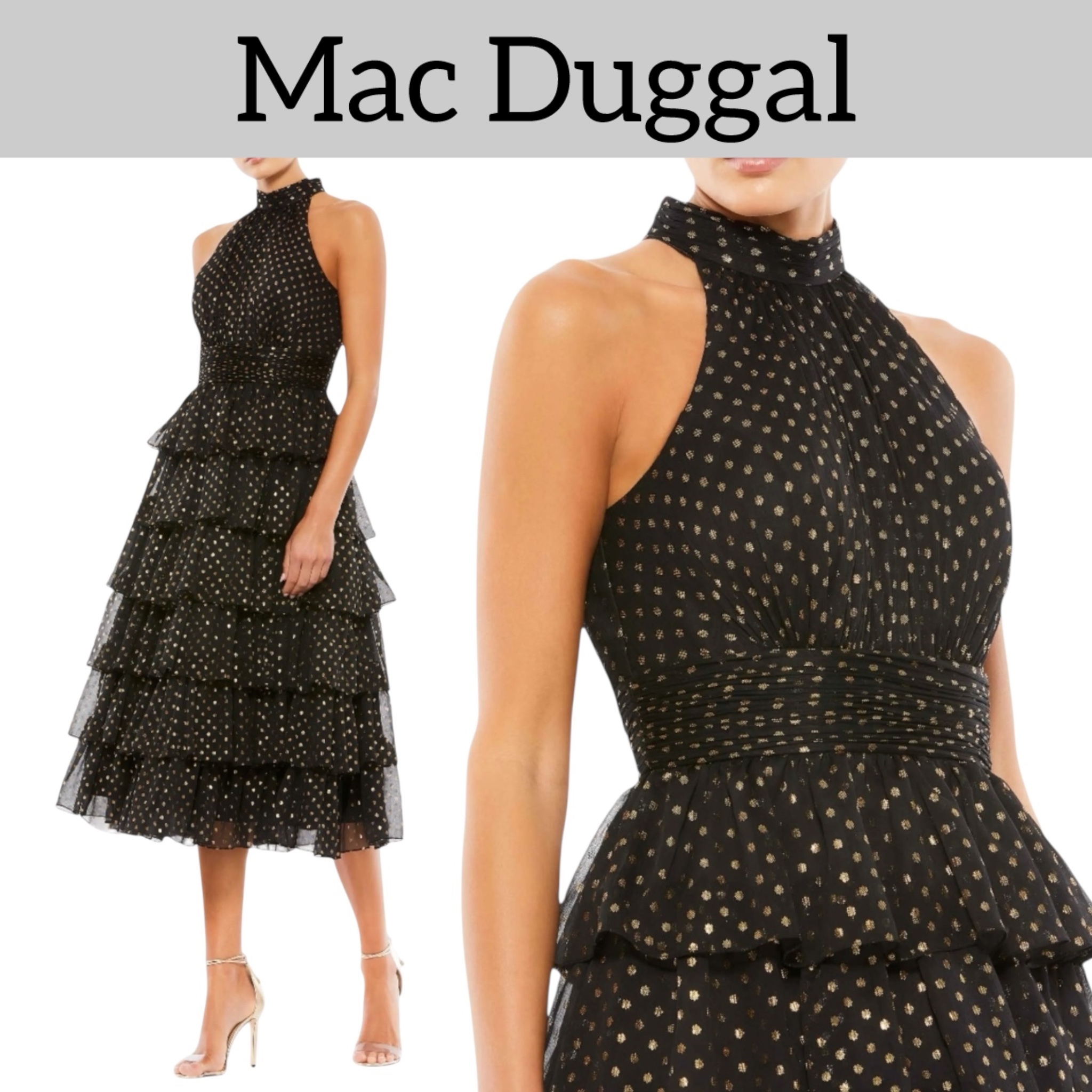 大人可憐★Mac Duggal 水玉 ラインストーンドレス