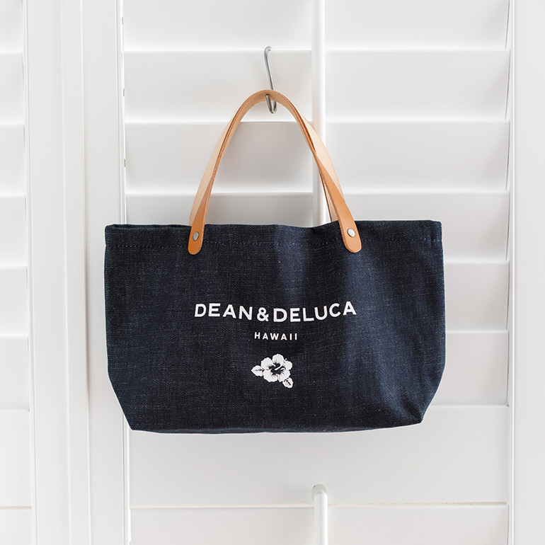 DEAN & DELUCAハワイ限定レザーハンドルスモールトート紺デニム