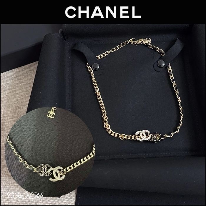 【左右異なるチェーンが素敵♪】CHANEL チョーカー CCマーク