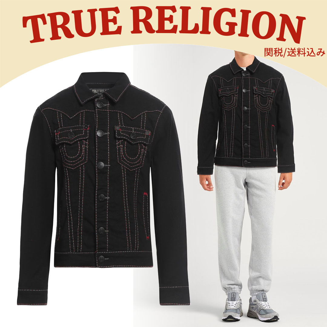 関税送料込★TRUE RELIGION★ロゴ ブルゾン ジャケット ステッチ