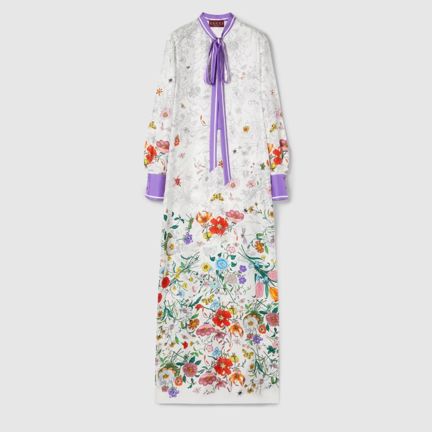 GUCCI《プリント コットン ドレス》ホワイト/マルチカラー 直営