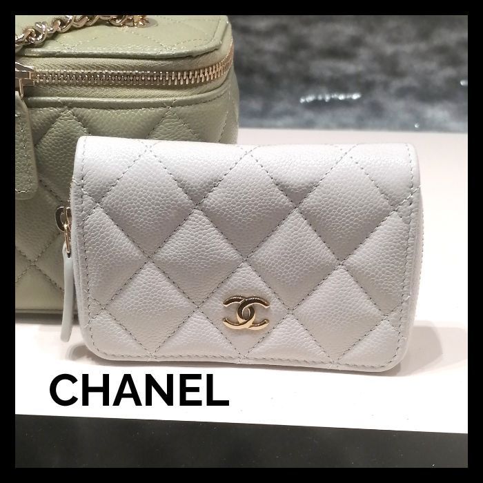 【CHANEL】 シャネル ジップ コインパース 小銭入れ 白 ★人気