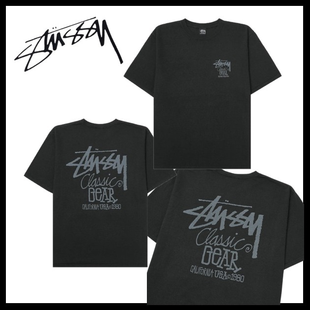 ★関税込★Stussy★CLASSIC GEAR TEE PIGMENT DYED★BLACK★