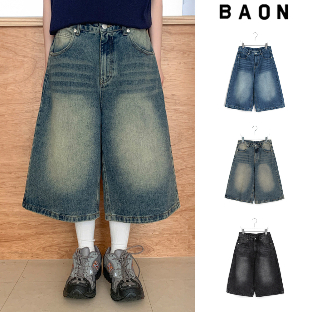 【BAON】[unisex] Mitt Washing Bermuda Denim Pants