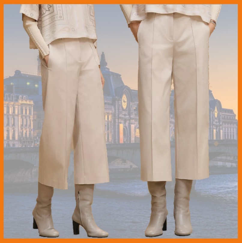 【シンプルでお洒落】HERMESクロップドパンツストレッチコットン