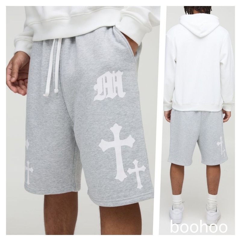 ☆boohoo☆ゴシックM クロスプリント ショートパンツ