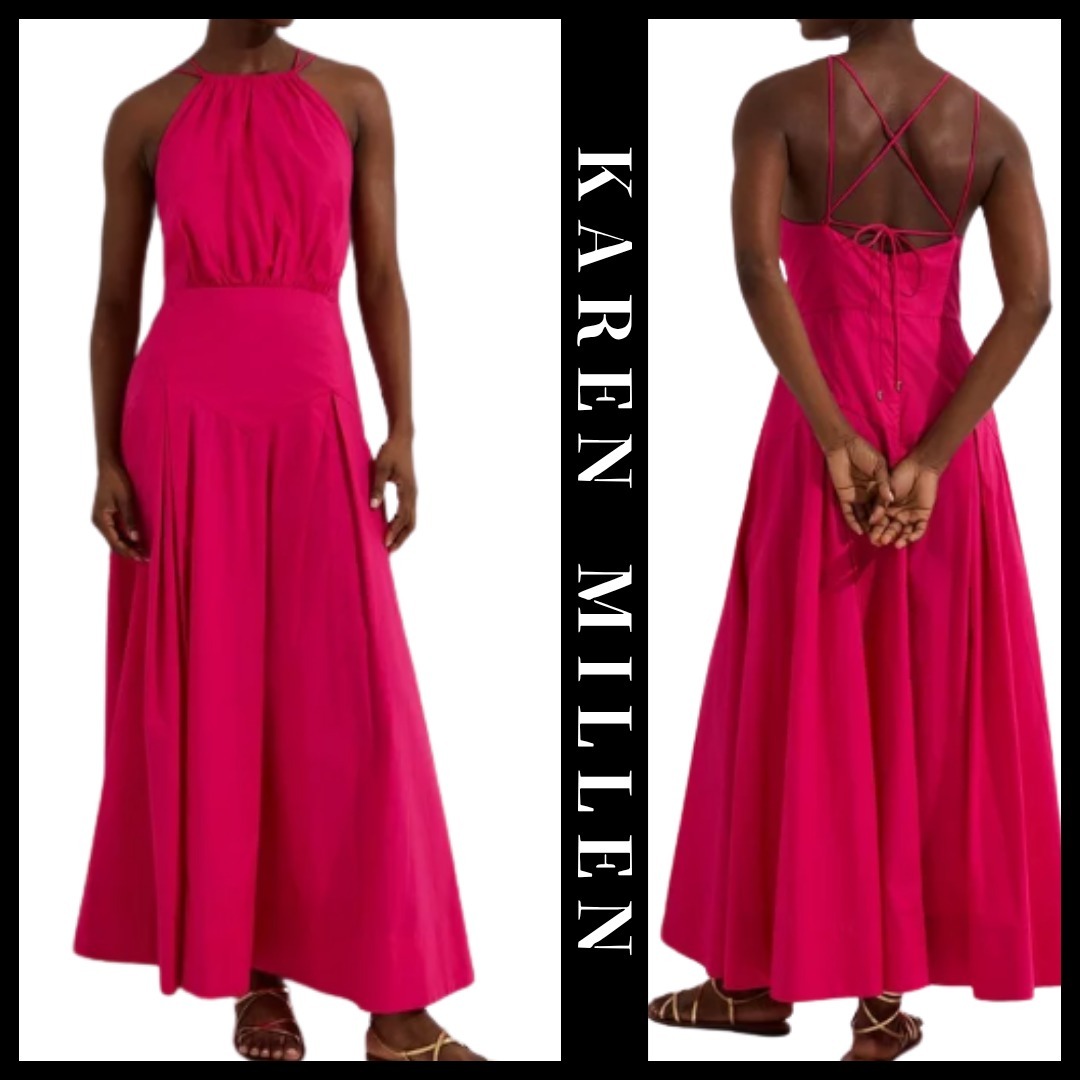 KAREN MILLEN 日本未入荷 ドロップウエストコットンミディ