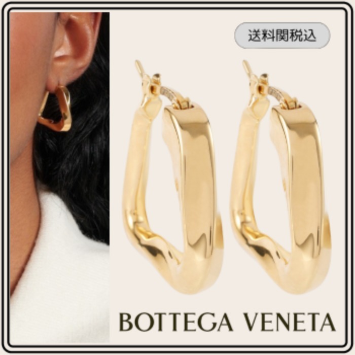 【BOTTEGA VENETA】18Kゴールドメッキ シルバー フープ ピアス