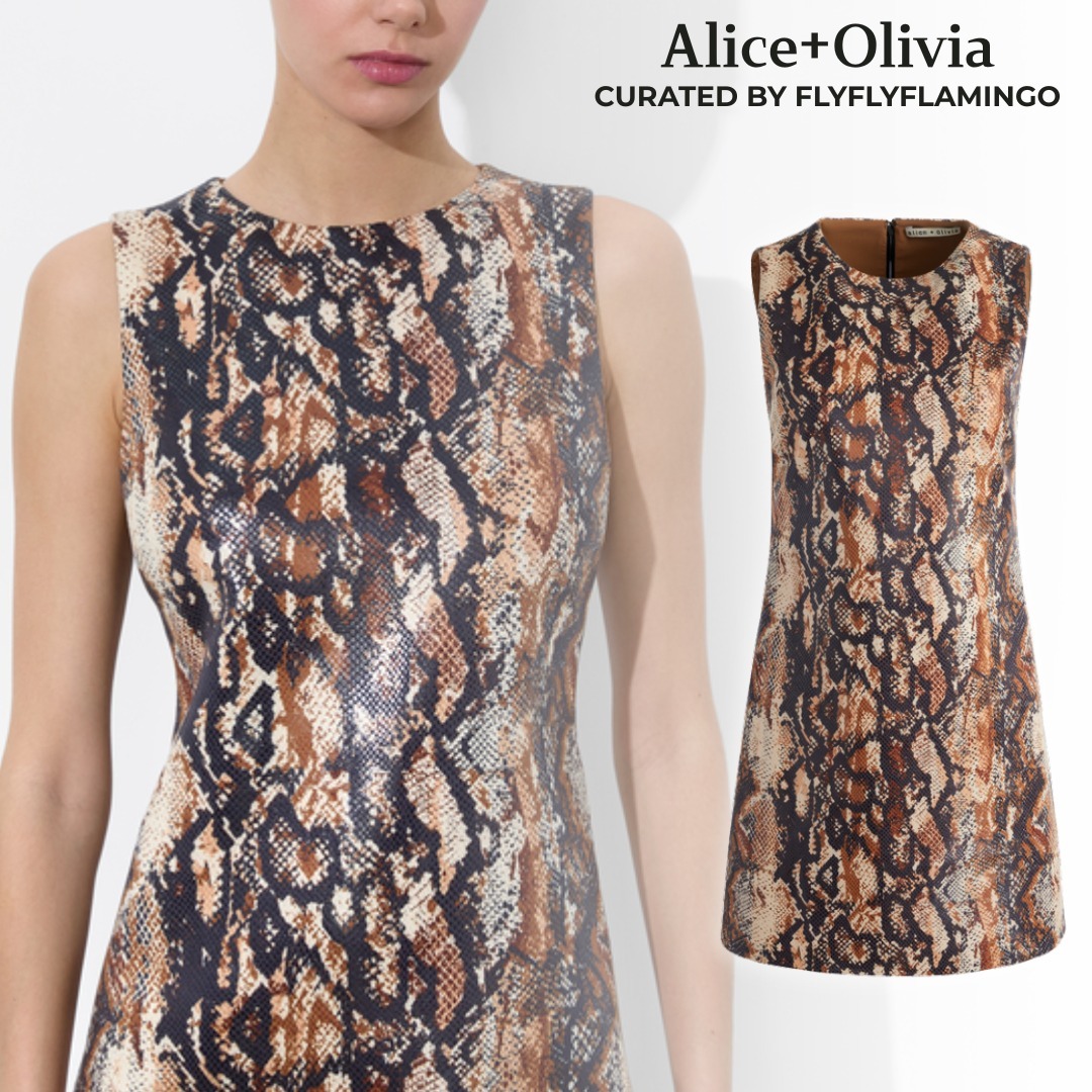 【Alice+Olivia】CLYDE ヴィーガン スネークスキン ミニドレス