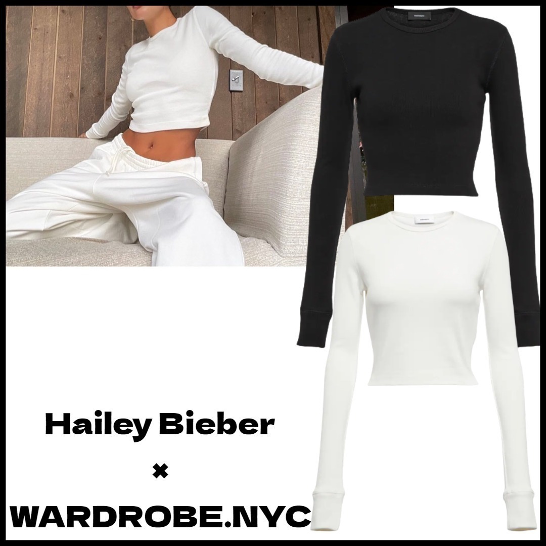 ★WARDROBE.NYC x Hailey Bieber★HB コットンクロップトップ