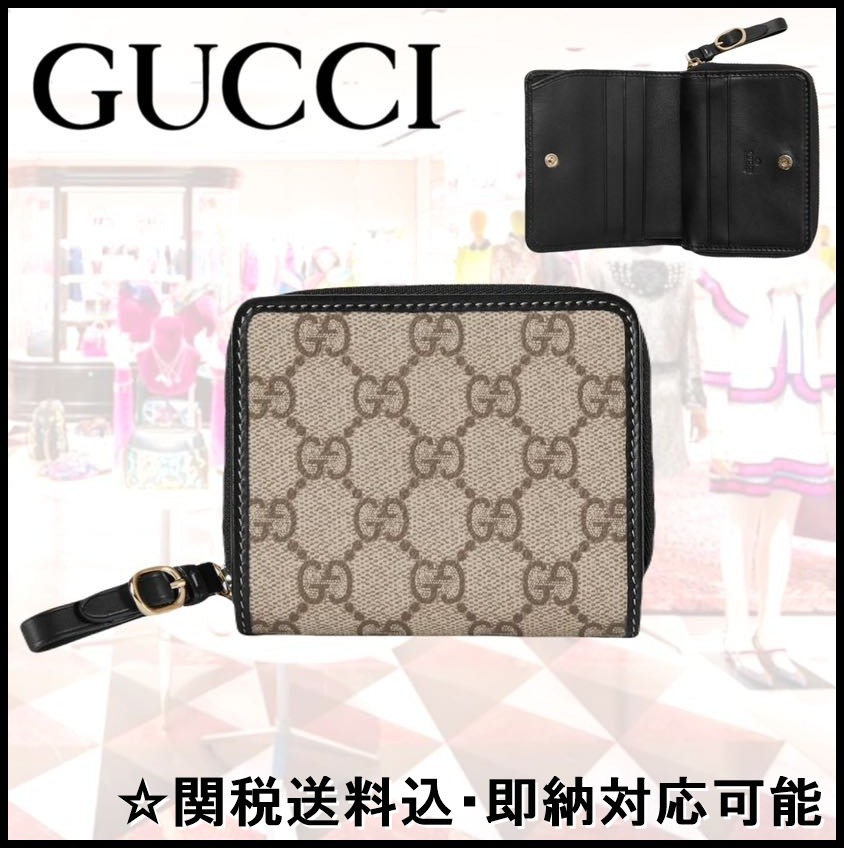【即納】GUCCI グッチ GGエンブレム ミニ ジップ 2つ折り財布