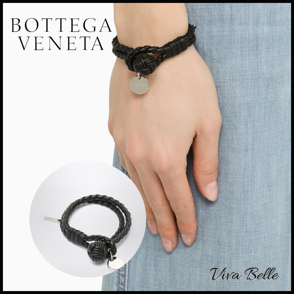 【ギフトにも◎】BOTTEGA VENETA ブラックレザー ブレスレット