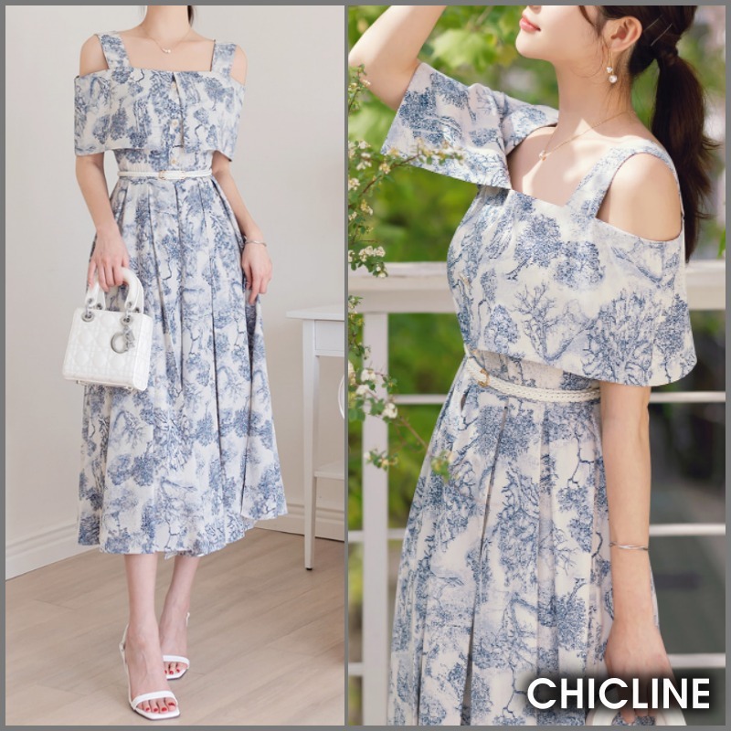 ★ChicLine★ ベネチア ケープ付きノースリプリーツOP