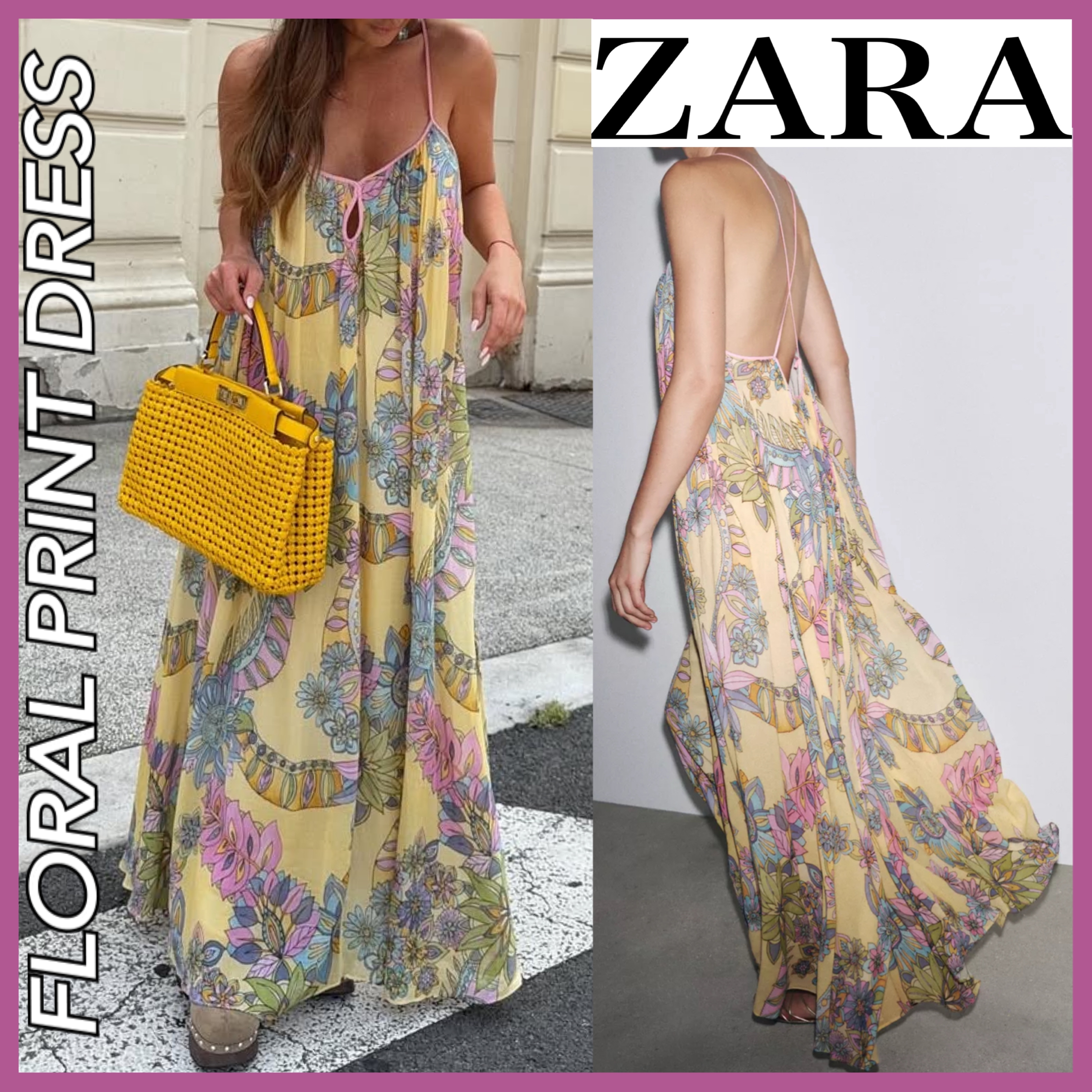 送関込★ZARA/ザラ★フラワープリント柄ワンピース/キャミワンピ